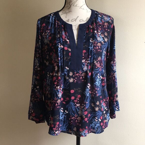 Collective Concepts Tops - Collective Concepts Small Blouse Floral Dark Navy